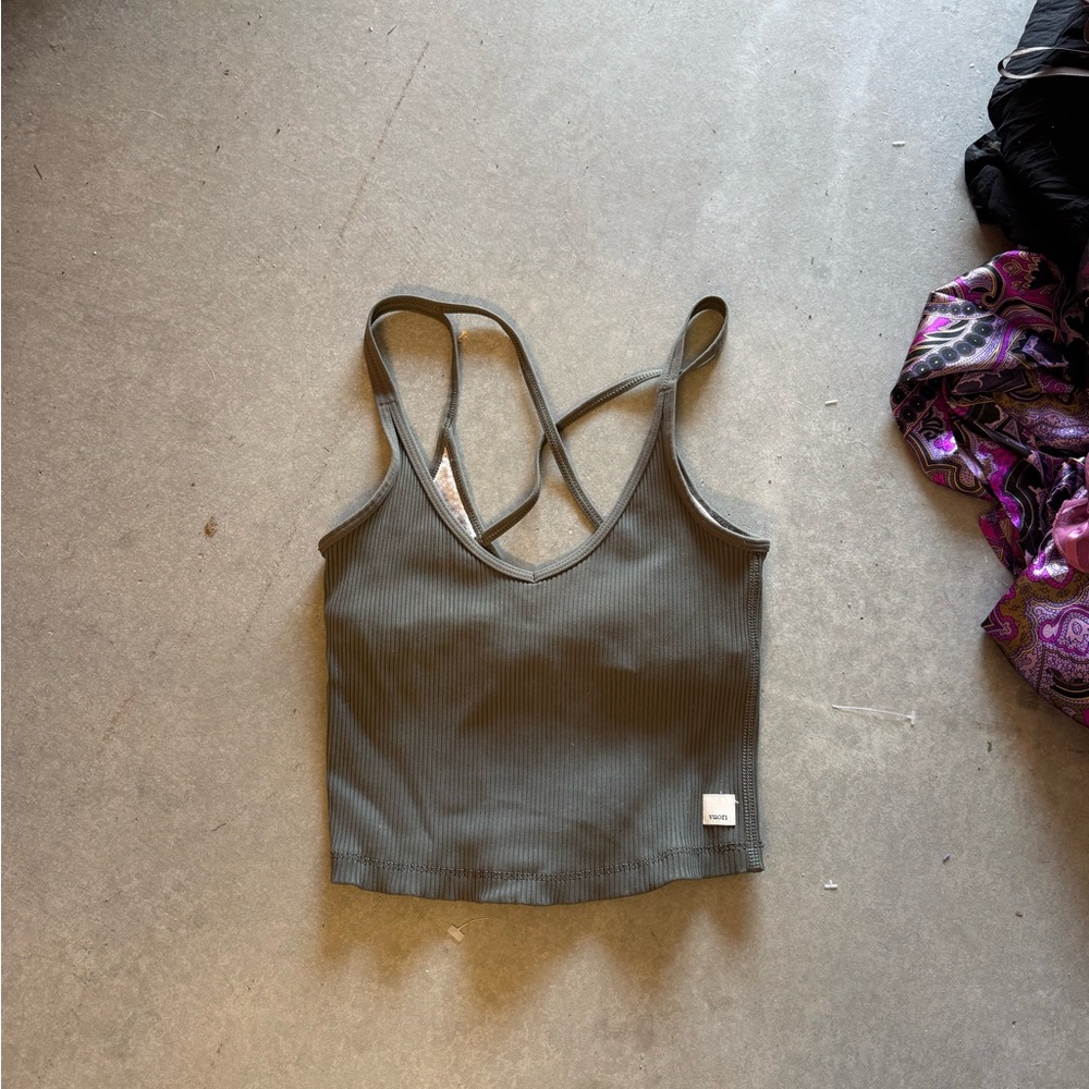 Women's Olive Green Ribbed Tank Top